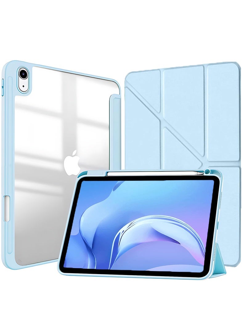 Theodor Case for iPad (A16) 11th 11 inch 2025 Gen iPad 11 Case/Case For iPad 10th Gen Case 2022 iPad 10 Case with Pencil Holder 8 Mutil Angles Folding Auto Wake/Sleep Transparent Shell Back with Pencil Holder Smart Cover for 11" iPad 11th 2025/10.9"iPad 10th Gen 2022- Sky Blue - Image 1